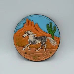 Pivní kožený podtácek - kůň Appaloosa s pozadím