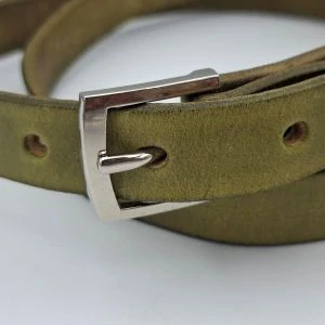 Kožený opasek olivový, š: 2 cm
